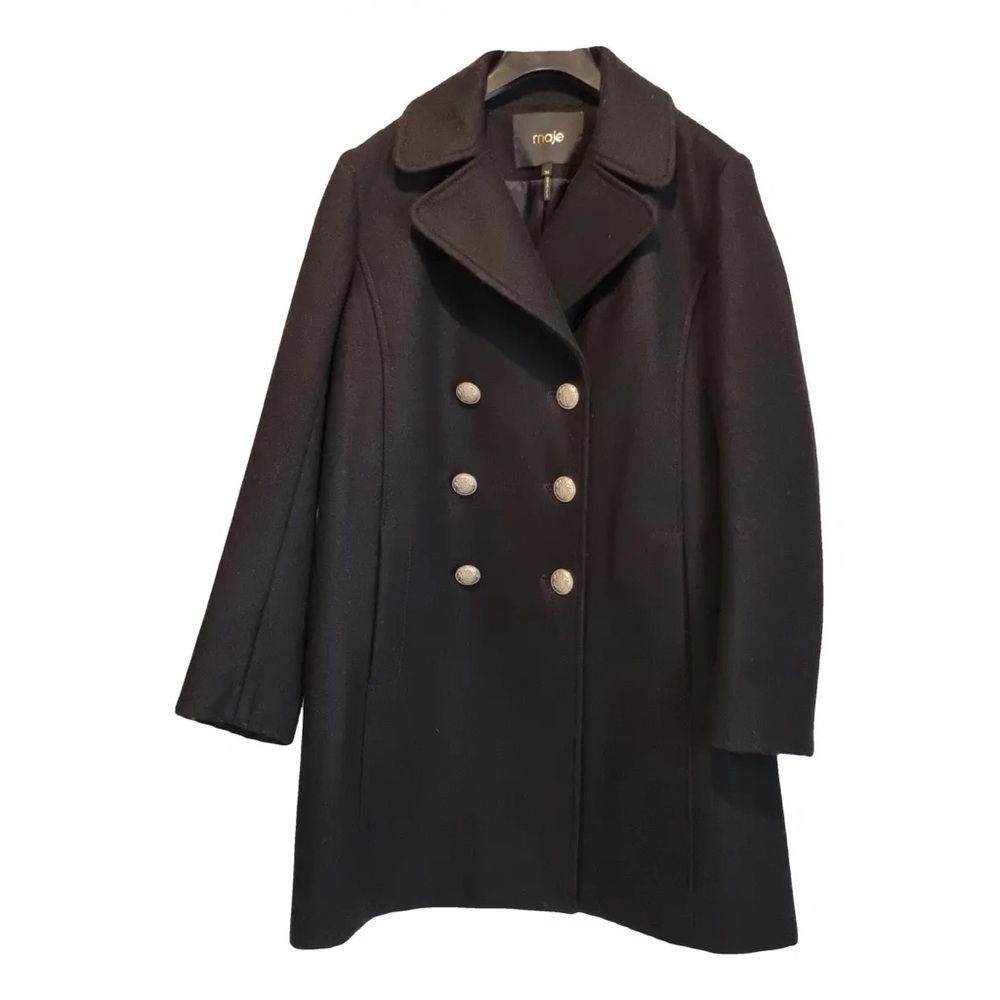 Maje black wool peacoat